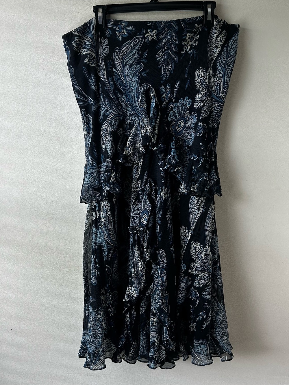 Vintage Y2K Boho Lauren Ralph Lauren Silk Maxi Skirt Paisley Ruffle XL